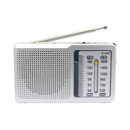 راديو الجيب R-698 المحمول بمخرج سماعات للأذن ودعم AM/FM للاستخدام الشخصي