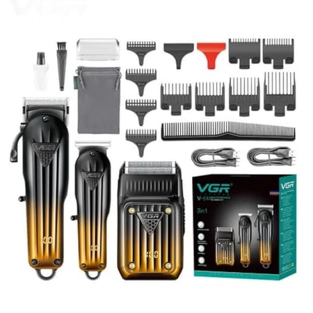 طقم حلاقة VGR V-644 احترافي 3 في 1 قابل للشحن USB مع شاشة LED  5