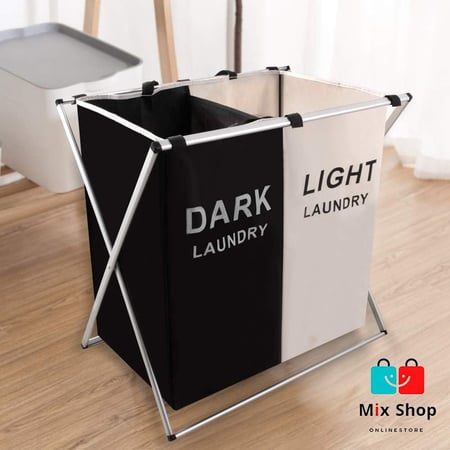 سلة غسيل مقسمه قابلة للطي من قماش أكسفورد 4