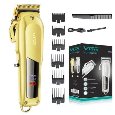 ماكينة حلاقة الشعر VGR V-278 مع بطارية قابلة لإعادة الشحن، شاشة LED وشفرات فولاذية مقاومة للصدأ لون (دهبي)