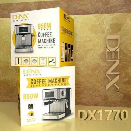 ماكينة صنع القهوة والإسبريسو DENX DX1770 بقوة 850 واط وسعة 1.6 لتر