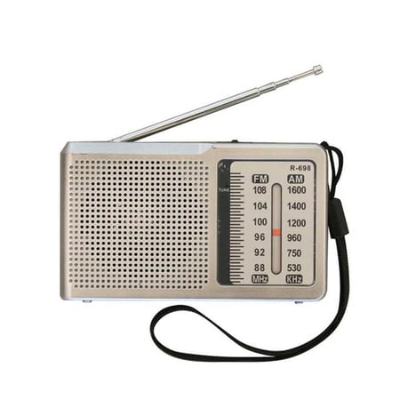 راديو الجيب R-698 المحمول بمخرج سماعات للأذن ودعم AM/FM للاستخدام الشخصي