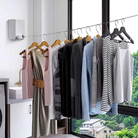 حبل غسيل قابل للسحب بدون حفر موفر للمساحة وقوي التحمل 8