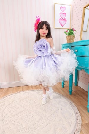 فستان الوردة الأنيقة بأكمام خارجية