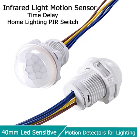 مفتاح مستشعر حركة PIR وحرارة الجسم بضوء الأشعة تحت الحمراء“صغير” مع مؤقت