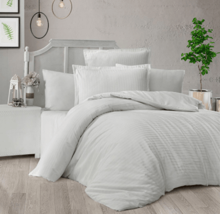 شرشف سرير  أبيض مقلم جميع المقاسات