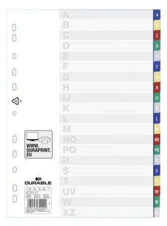 فواصل ملونة 20 ورقة ,5 الوان , احرف انجليزية من AالىZ , الماني