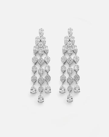 طقم نسائي زركون مع ساعة باللون الفضي