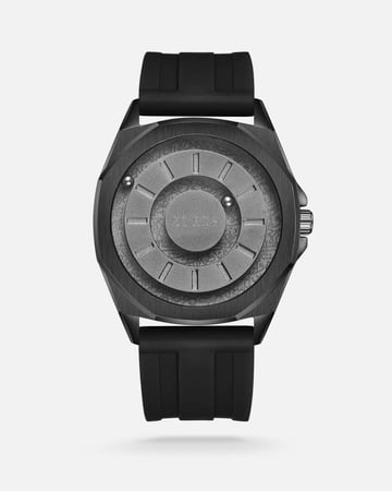 ساعة رجالية بسير من الربل بلون أسود