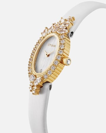 ساعة نغم النسائية تعبر عنك بسير جلدي بلون أبيض