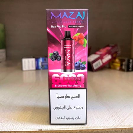 بود MAZAJ نكهة توت أزرق وتوت أحمر 6000 موشة نيكوتين 20 و50