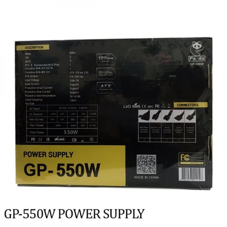 مزود طاقة بور سبلاي power supply GP550 PANDA 120mm fan 50-60HZ ATX