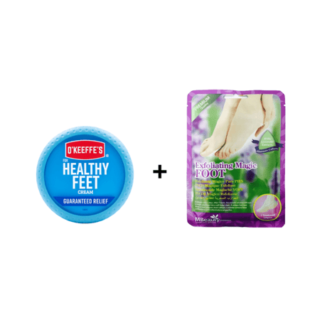 ام بيوتي - ماسك جوارب تقشير القدمين + اوكيفيس - كريم القدمين هيلثي فيت