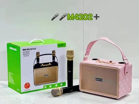 سبيكر مع 2 مايك M4202+ شركة BOOMS BASS