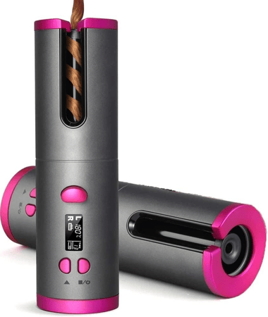 مكواة تجعيد الشعر الاوتوماتيكية اللاسلكية من ايميباي، مكواة تجعيد الشعر قابلة لاعادة الشحن بمنفذ USB، اداة تمويج الشعر مضادة للحروق مع مؤقت، مكواة تجعيد دوارة تلقائية محمولة 6 درجات حرارة للشعر الطويل