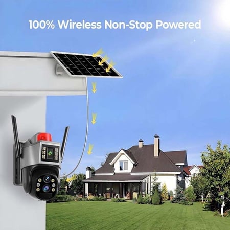 كاميرا الطاقة الشمسية 4G عدستين6K