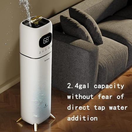 مرطبات لغرفة النوم الكبيرة، مرطب هادئ للأطفال، بالرذاذ البارد 9 لتر/2.4 جالون، تنقية المنزل ومرطب أبيض مضاد للبكتيريا، مرطب سهل التنظيف مع ماء في الأعلى
