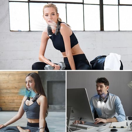 مكيف هواء للرقبة، مروحة رقبة محمولة ببطارية سعة 4000 مللي أمبير في الساعة، مروحة بورنيول شخصية USB بدون ريش وقابلة لإعادة الشحن مع 5 سرعات وشاشة ال اي دي للسفر والأماكن الداخلية من نيكومي (أسود)