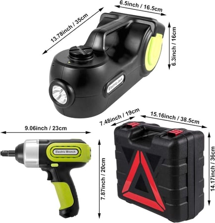رافعة سيارة كهربائية، مجموعة رافعة سيارة كهربائية هيدروليكية 5 طن مع مفتاح ربط كهربائي، نطاق رفع 6.1 انش