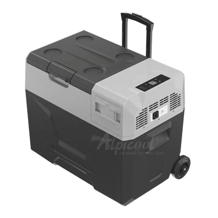 ثلاجة سيارة محمولة بسعة 40 لتر مع بطاريه من البيكول مع صندوق تبريد بمقبض تلسكوبي للتخييم والقيادة النزهة ضمان سنتين
