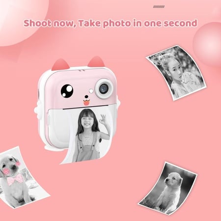 كاميرا فورية لطيفة للاطفال بدقة 24 ميجابكسل، كاميرا رقمية للاطفال بطباعة فورية مع شاشة IPS مقاس 2.4 انش ومرشحات لطيفة بخاصية التركيز التلقائي، هدية عيد الميلاد