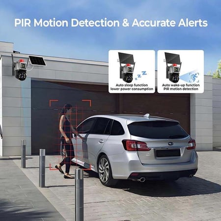 كاميرا الطاقة الشمسية 4G عدستين6K