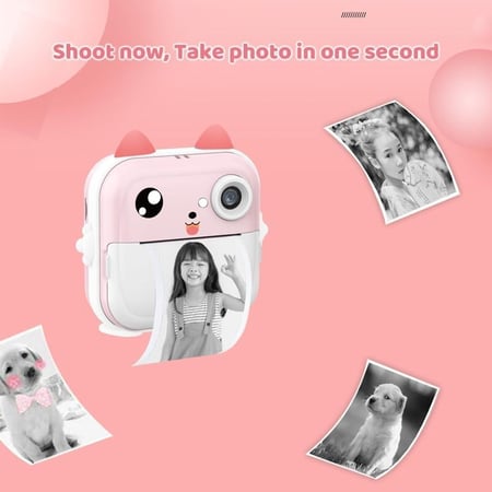 كاميرا فورية لطيفة للاطفال بدقة 24 ميجابكسل، كاميرا رقمية للاطفال بطباعة فورية مع شاشة IPS مقاس 2.4 انش ومرشحات لطيفة بخاصية التركيز التلقائي، هدية عيد الميلاد