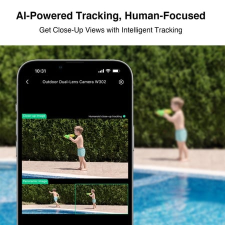 كاميرا خارجية مزدوجة ذكية تتبع مدعوم بالذكاء الاصطناعي، يركز على الإنسان 360 BOTSLAB - W302