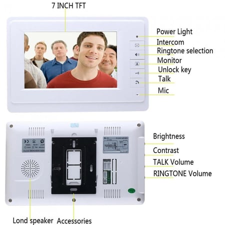 جرس باب إنترفون الباب مع كاميرا نظام الأشعة تحت الحمراء ( شاشتين )