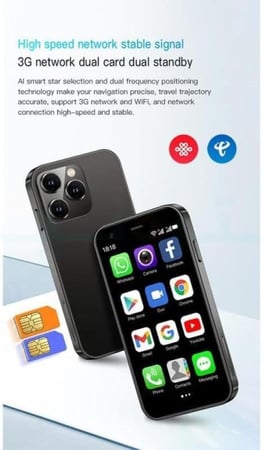 هاتف ذكي صغير XS17 ميني ثنائي شرائح الاتصال بشاشة HD مقاس 3 بوصة وذاكرة رام 2 جيجابايت وذاكرة داخلية 16 جيجابايت الجيل الثالث 3G اصدر حديث
