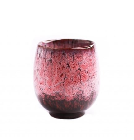 كوب فخاري وردي مدموج بأحمر وأسود