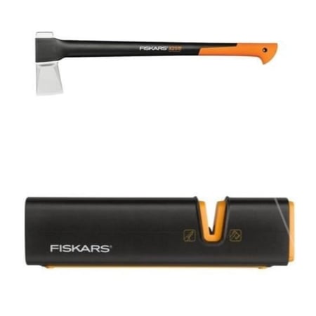 أدوات حدائق يدوية طقم فأس تقطيع X25 و مسن Fiskars Xsharp