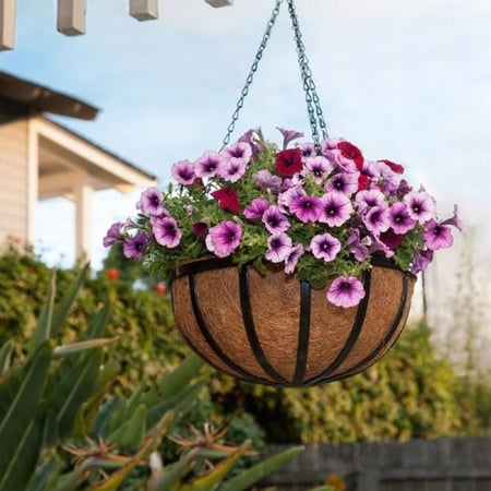 سلة زهور معلقة Metal Hanging Basket with Coco Fiber