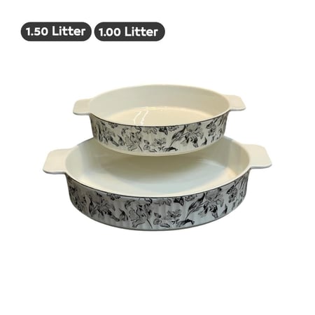 صينية فرن سيراميك نقشة ورد أسود