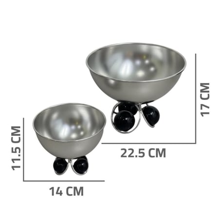 وعاء ضيافة ستيل فضي كرة زجاج أسود