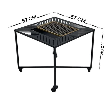منقل حديد مربع أسود ذهبي