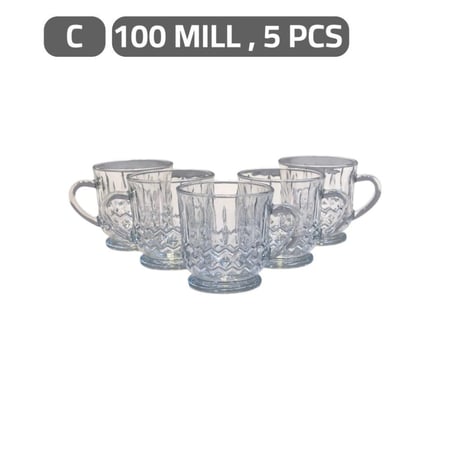 طقم أكواب زجاج شفاف 5 قطع
