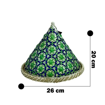 سلة خوص مع غطاء دائري أخضر مقاس 26 سم