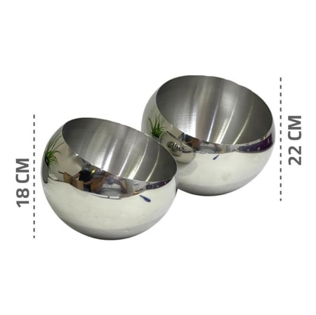 وعاء ستيل  فضي مميز قياسين