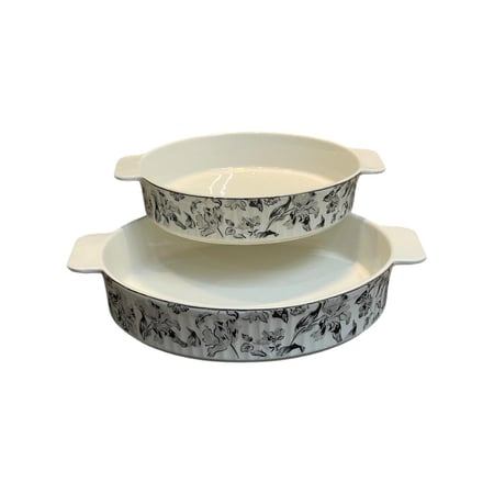 صينية فرن سيراميك نقشة ورد أسود