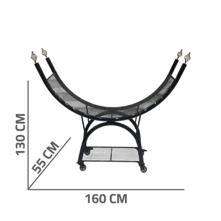 حاملة حطب هلالي حديد أسود