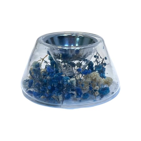 مبخرة زجاج هرمية مع ورد مجفف