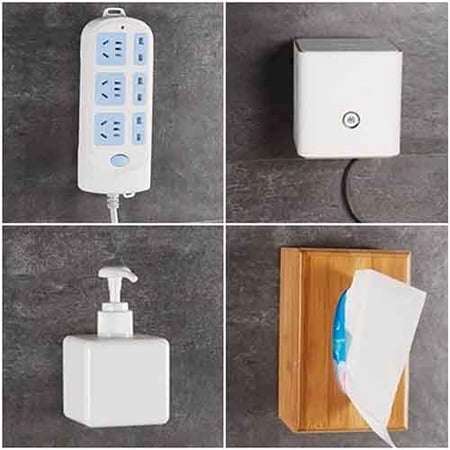 حامل جداري لاصق لتعليق التوصيلة الكهربائية وعلبة المناديل والمودم