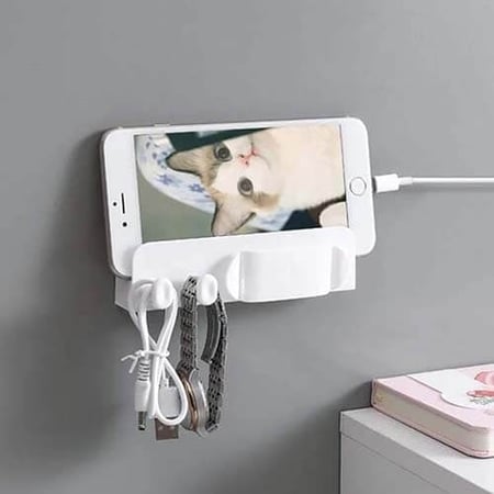 حامل الجوال الجداري لاصق ومنظم اسلاك لشحن الأجهزة الذكية بطريقة منظمة