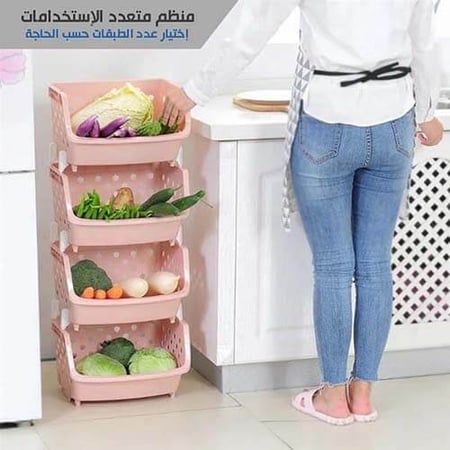 سلة خضروات للمطبخ شفافة بتصميم مبتكر لعمل عدة طبقات للسلة حسب الاحتياج