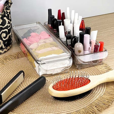 منظم إكسسوار اكريليك بغطاء لتنظيم المكياج وادوات الزينة والعناية