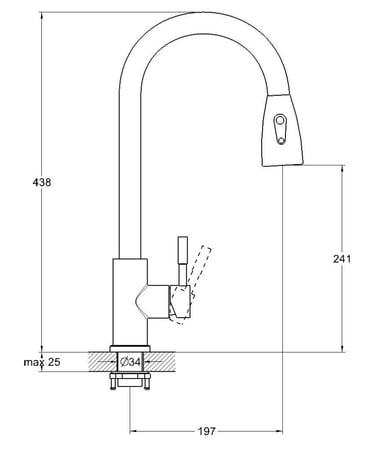 خلاط مطبخ سحب لون كروم مطفي SAP4-H090