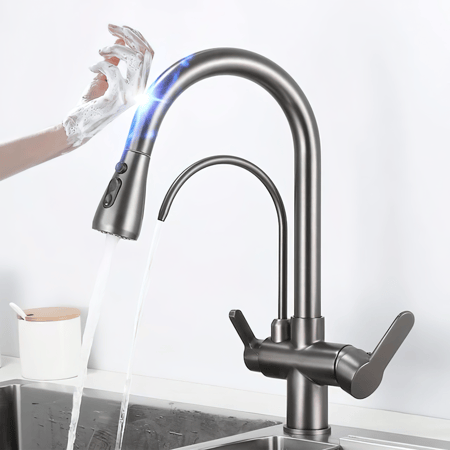 خلاط مجلي سحب مدمج مع فلتر التحلية لون رصاصي