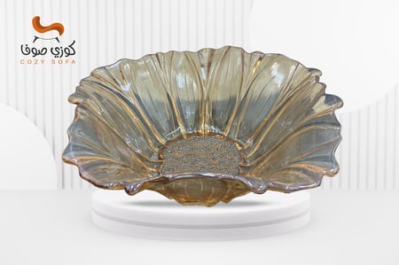 صحن تقديم زجاجي عسلي