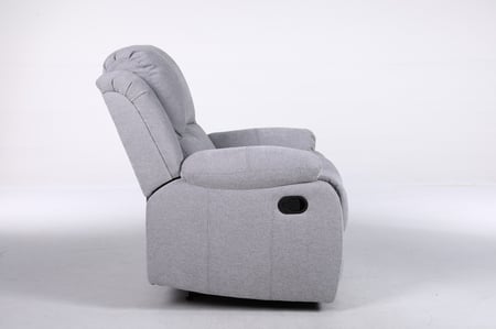 كرسي استرخاء رمادي فاتح خامة كتان ثابت ومريح